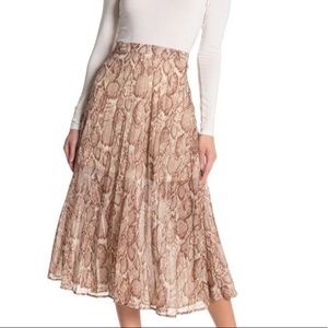 NWT Free Press Pleated Midi Snake Print Skirt XL